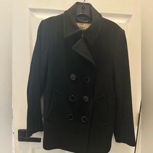 Burberry London Black Wool Peacoat Size Small